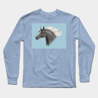 Silver Black Horse Long Sleeve T-Shirt